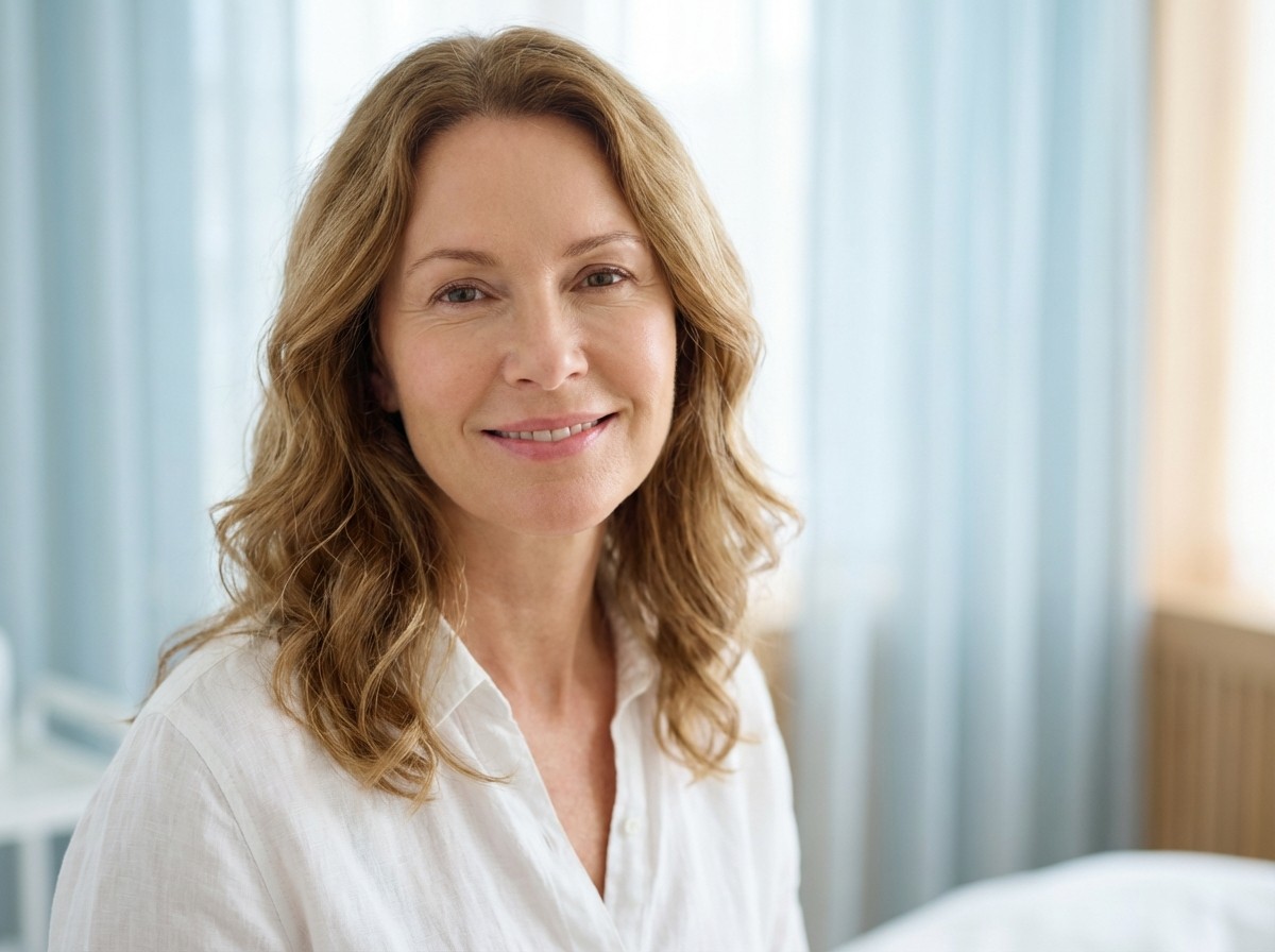 Smiling woman after physician-led Fire & Ice facial